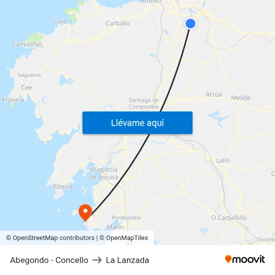 Abegondo - Concello to La Lanzada map