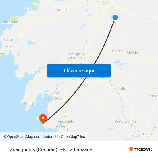Trasanquelos (Cesuras) to La Lanzada map