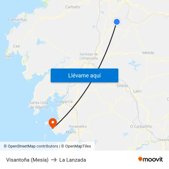 Visantoña (Mesía) to La Lanzada map