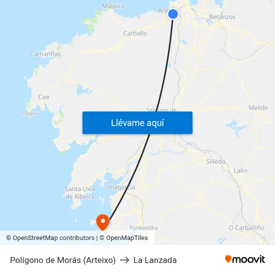 Polígono de Morás (Arteixo) to La Lanzada map