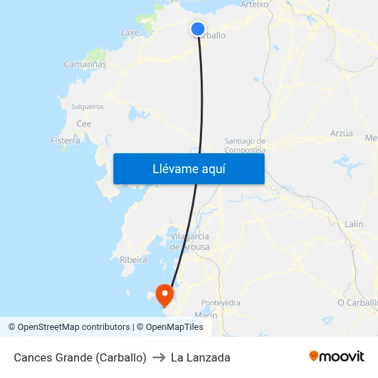 Cances Grande (Carballo) to La Lanzada map