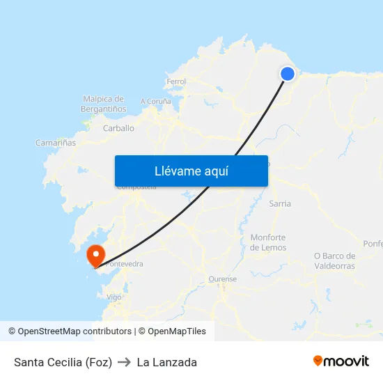 Santa Cecilia (Foz) to La Lanzada map
