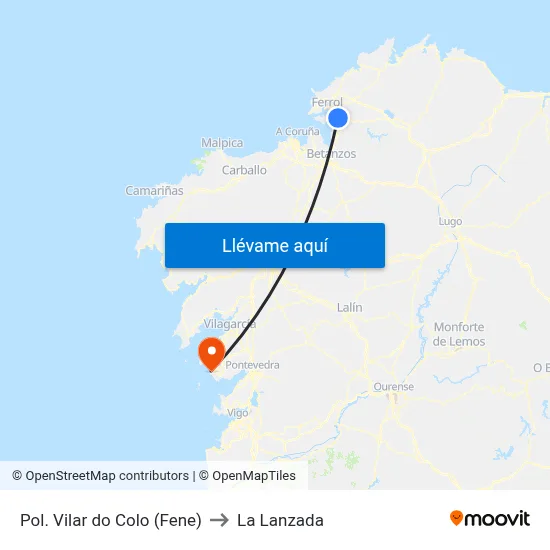 Pol. Vilar do Colo (Fene) to La Lanzada map