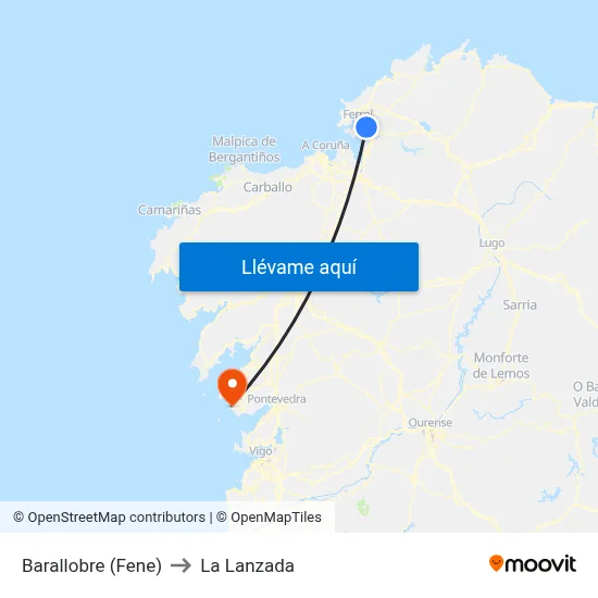 Barallobre (Fene) to La Lanzada map