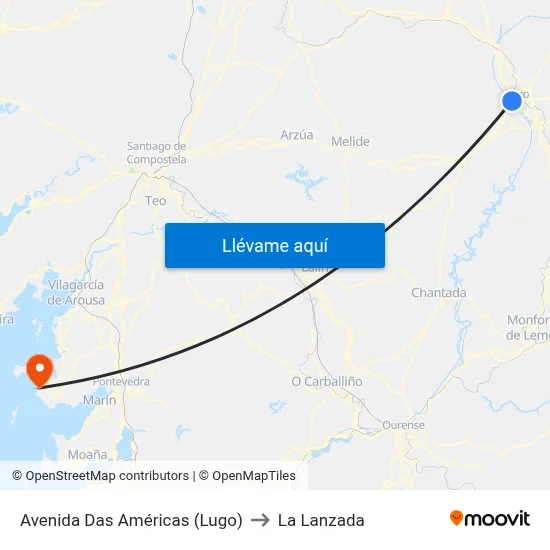 Avenida Das Américas (Lugo) to La Lanzada map