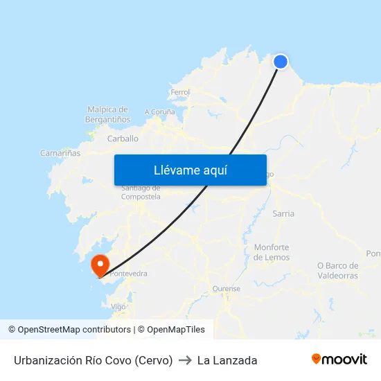 Urbanización Río Covo (Cervo) to La Lanzada map