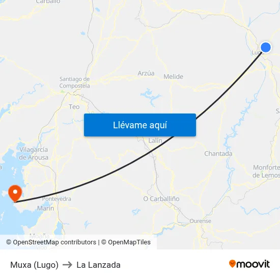 Muxa (Lugo) to La Lanzada map
