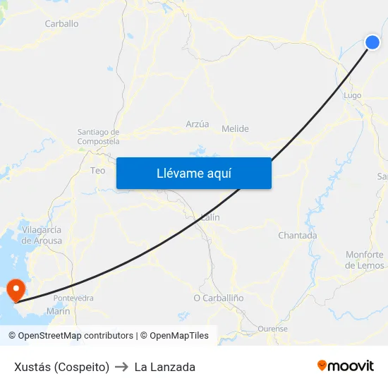 Xustás (Cospeito) to La Lanzada map
