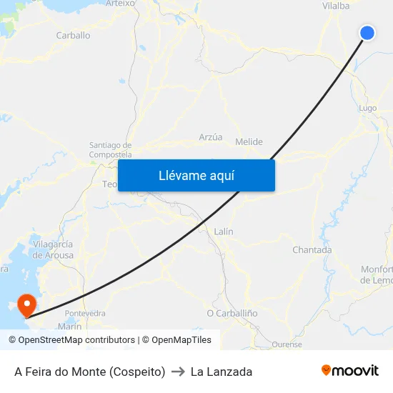 A Feira do Monte (Cospeito) to La Lanzada map
