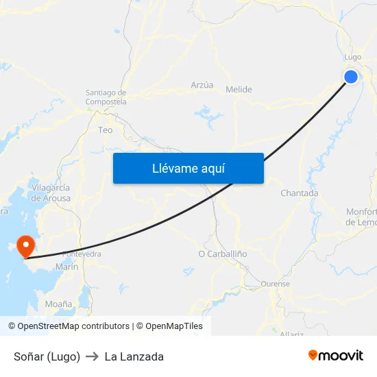 Soñar (Lugo) to La Lanzada map