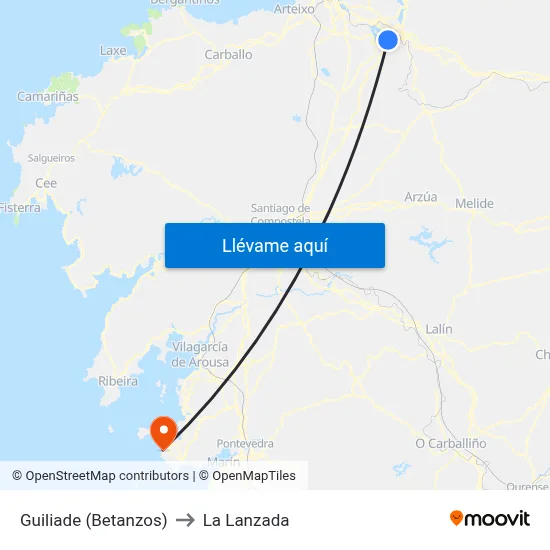 Guiliade (Betanzos) to La Lanzada map
