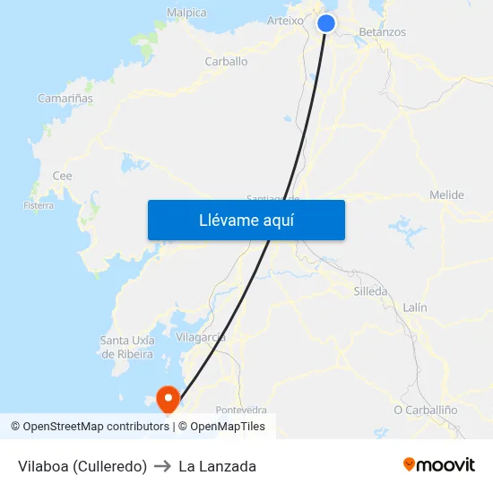 Vilaboa (Culleredo) to La Lanzada map