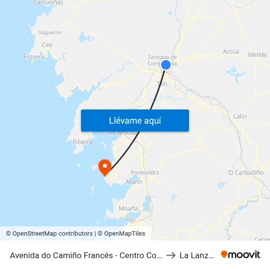 Avenida do Camiño Francés - Centro Comercial to La Lanzada map