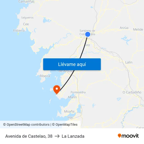 Avenida de Castelao, 38 to La Lanzada map