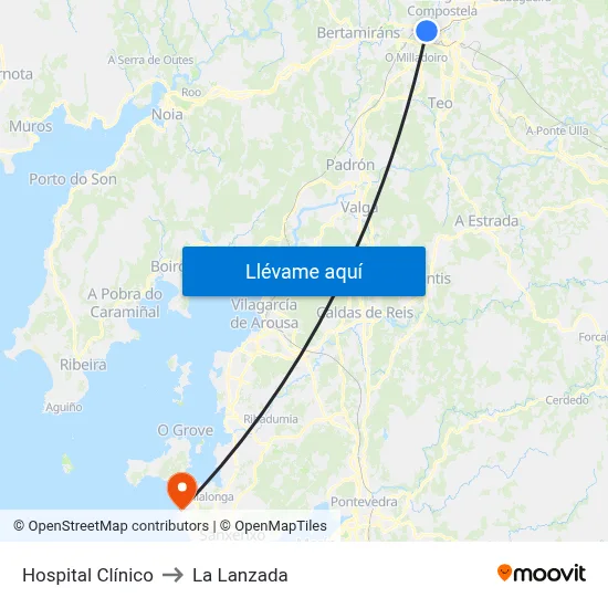 Hospital Clínico to La Lanzada map