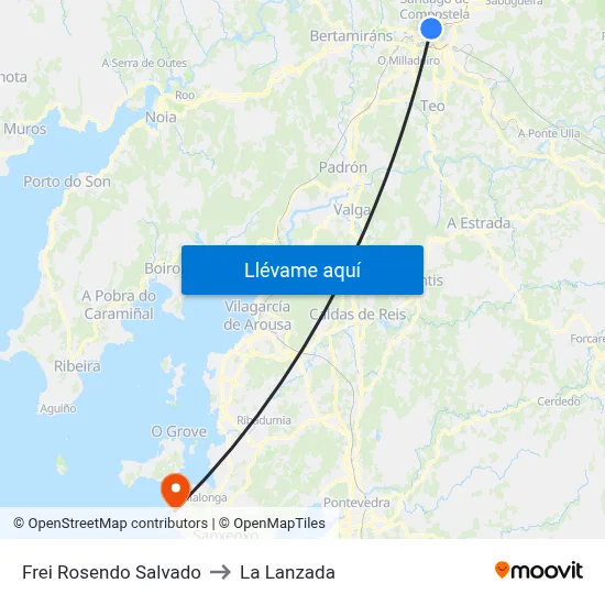 Frei Rosendo Salvado to La Lanzada map