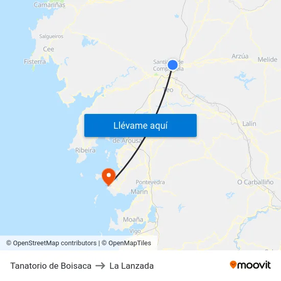 Tanatorio de Boisaca to La Lanzada map