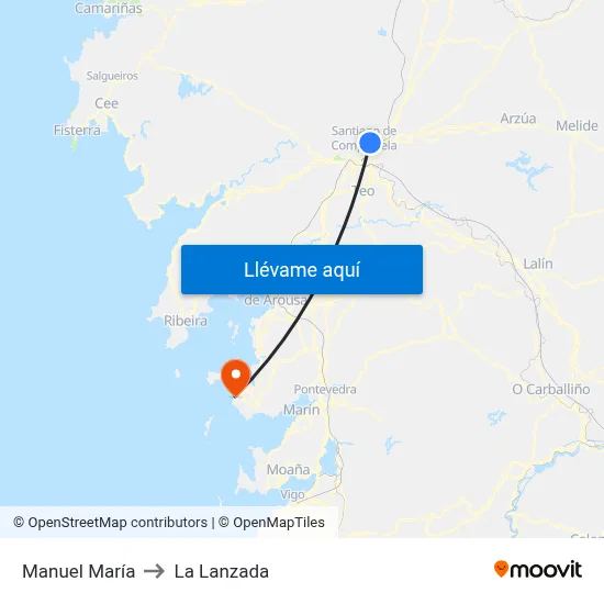 Manuel María to La Lanzada map