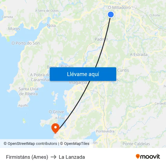 Firmistáns (Ames) to La Lanzada map