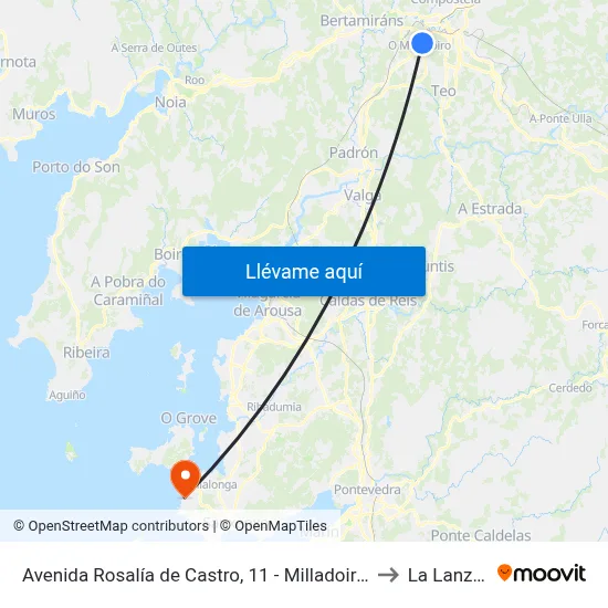 Avenida Rosalía de Castro, 11 - Milladoiro (Ames) to La Lanzada map
