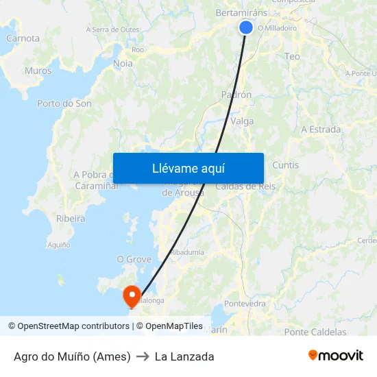 Agro do Muíño (Ames) to La Lanzada map