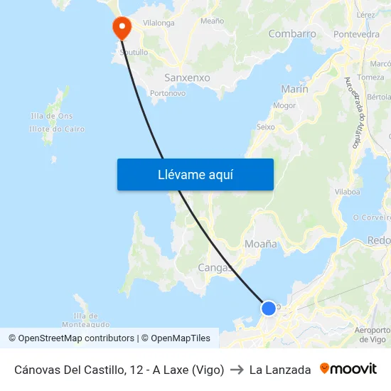 Cánovas Del Castillo, 12 - A Laxe (Vigo) to La Lanzada map