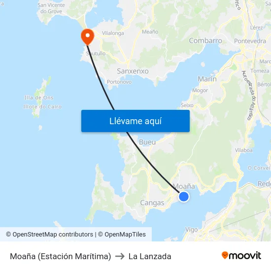 Moaña (Estación Marítima) to La Lanzada map