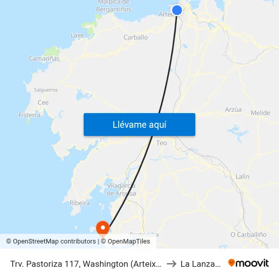 Trv. Pastoriza 117, Washington (Arteixo) to La Lanzada map