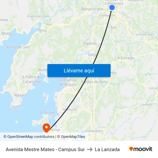 Avenida Mestre Mateo - Campus Sur to La Lanzada map