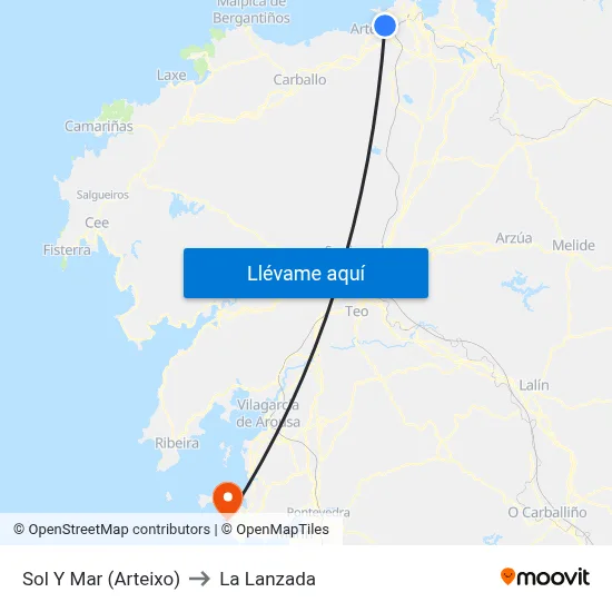 Sol Y Mar (Arteixo) to La Lanzada map