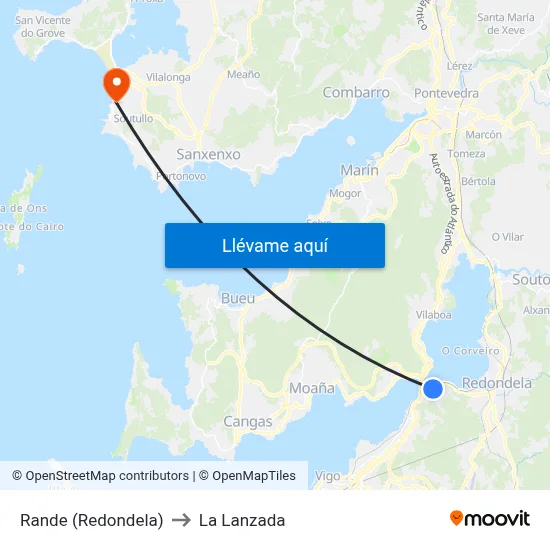 Rande (Redondela) to La Lanzada map