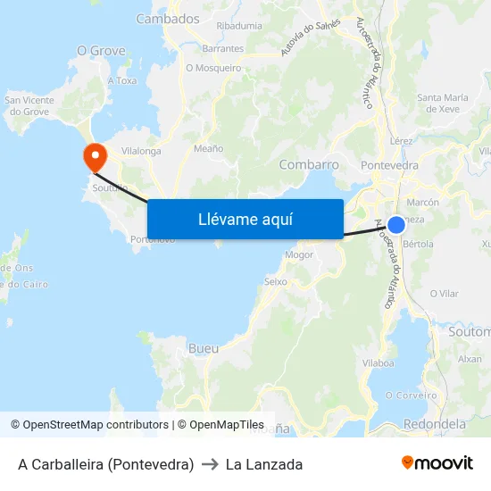 A Carballeira (Pontevedra) to La Lanzada map