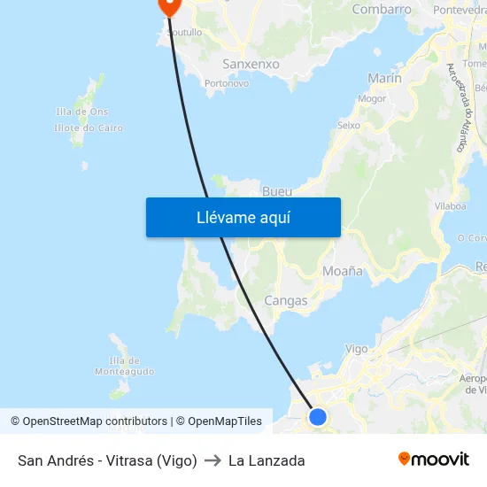 San Andrés - Vitrasa (Vigo) to La Lanzada map