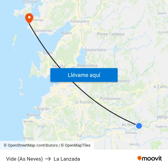 Vide (As Neves) to La Lanzada map