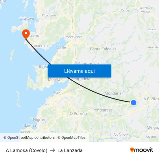 A Lamosa (Covelo) to La Lanzada map