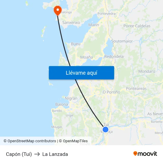 Capón (Tui) to La Lanzada map