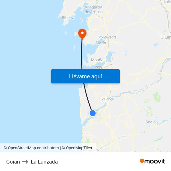 Goián to La Lanzada map