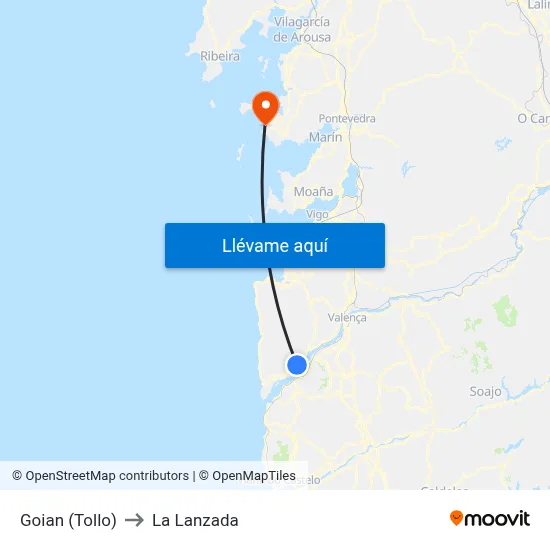Goian (Tollo) to La Lanzada map