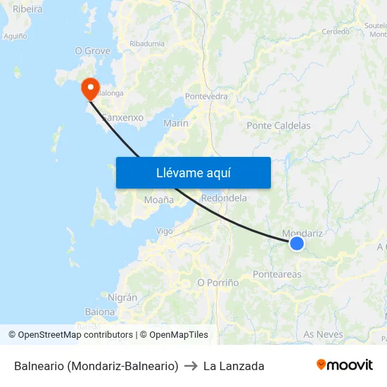 Balneario (Mondariz-Balneario) to La Lanzada map