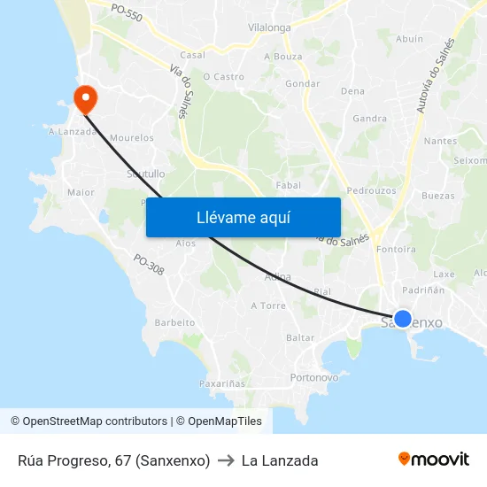 Rúa Progreso, 67 (Sanxenxo) to La Lanzada map