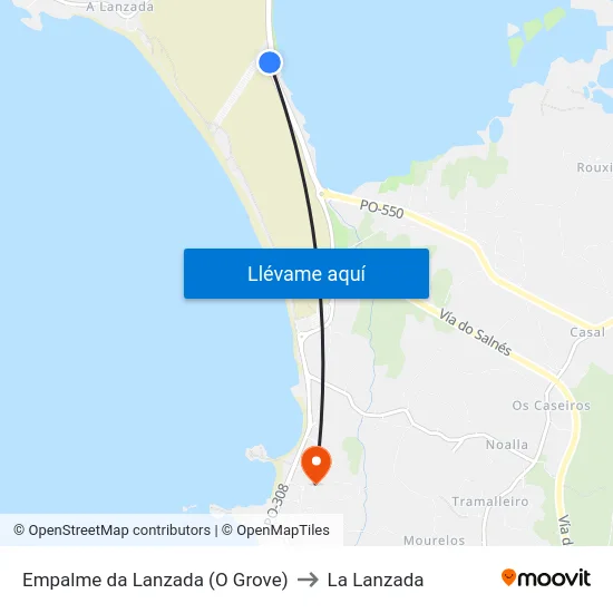 Empalme da Lanzada (O Grove) to La Lanzada map