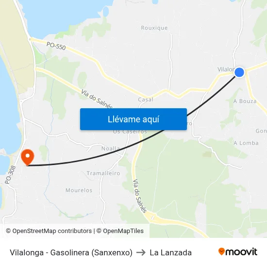 Vilalonga - Gasolinera (Sanxenxo) to La Lanzada map