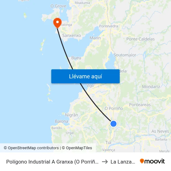 Polígono Industrial A Granxa (O Porriño) to La Lanzada map