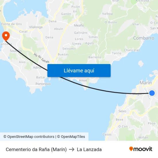 Cementerio da Raña (Marín) to La Lanzada map