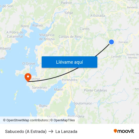Sabucedo (A Estrada) to La Lanzada map