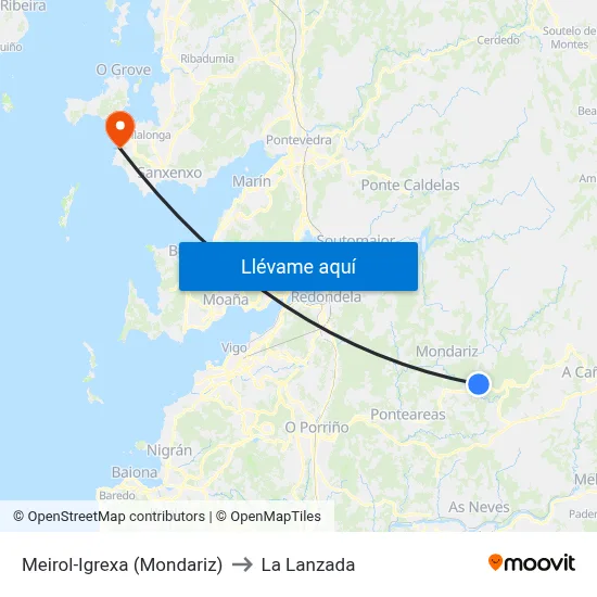 Meirol-Igrexa (Mondariz) to La Lanzada map