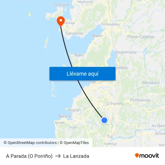 A Parada (O Porriño) to La Lanzada map