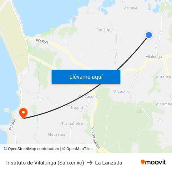 Instituto de Vilalonga (Sanxenxo) to La Lanzada map