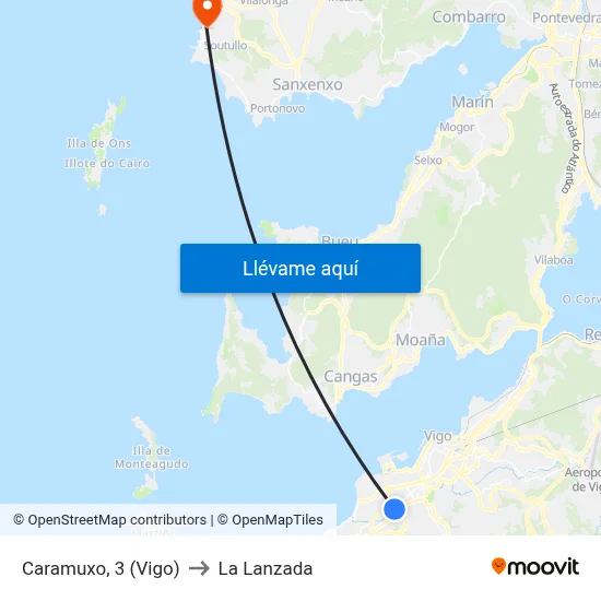 Caramuxo, 3 (Vigo) to La Lanzada map