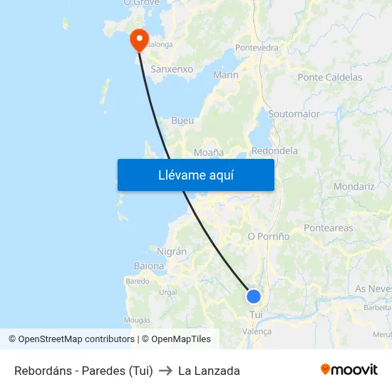 Rebordáns - Paredes (Tui) to La Lanzada map